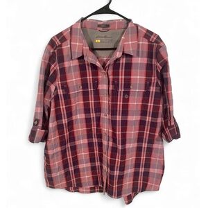 Eddie Bauer Travex Mountain 2.0 Shirt XL Hiking Outdoor Plaid UPF Sun Protection
